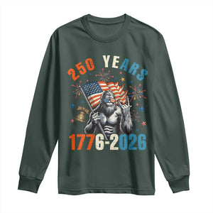 250th Anniversary USA Long Sleeve Shirt Bigfoot American Flag Patriotic 4th of July TS14 Dark Forest Green Print Your Wear