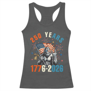 250th Anniversary USA Racerback Tank Top Bigfoot American Flag Patriotic 4th of July TS14 Dark Heather Print Your Wear