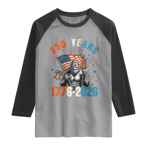 250th Anniversary USA Raglan Shirt Bigfoot American Flag Patriotic 4th of July TS14 Sport Gray Black Print Your Wear