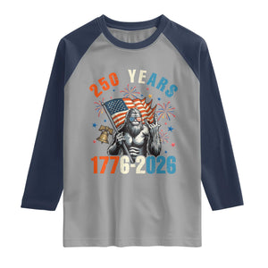 250th Anniversary USA Raglan Shirt Bigfoot American Flag Patriotic 4th of July TS14 Sport Gray Navy Print Your Wear