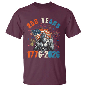 250th Anniversary USA T Shirt Bigfoot American Flag Patriotic 4th of July TS14 Maroon Print Your Wear