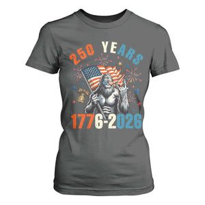 250th Anniversary USA T Shirt For Women Bigfoot American Flag Patriotic 4th of July TS14 Dark Heather Print Your Wear