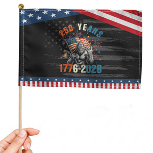 250th Anniversary USA Patriotic Handheld Flag Bigfoot American Flag Patriotic 4th of July TS14 Distressed 8.2" × 5.5" Black Blue Print Your Wear