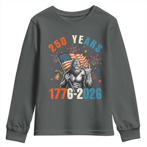 250th Anniversary USA Youth Sweatshirt Bigfoot American Flag Patriotic 4th of July TS14 Dark Heather Print Your Wear