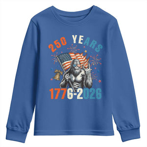 250th Anniversary USA Youth Sweatshirt Bigfoot American Flag Patriotic 4th of July TS14 Royal Blue Print Your Wear