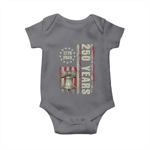 250th Anniversary USA Baby Onesie Patriotic Liberty Bell 1776 2026 American Flag TS14 Charcoal Print Your Wear