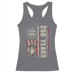 250th Anniversary USA Racerback Tank Top Patriotic Liberty Bell 1776 2026 American Flag TS14 Charcoal Print Your Wear