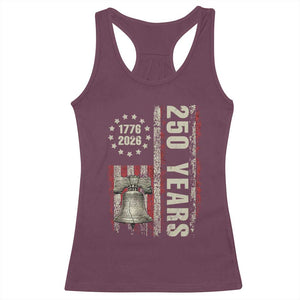 250th Anniversary USA Racerback Tank Top Patriotic Liberty Bell 1776 2026 American Flag TS14 Maroon Print Your Wear