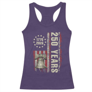 250th Anniversary USA Racerback Tank Top Patriotic Liberty Bell 1776 2026 American Flag TS14 Purple Print Your Wear