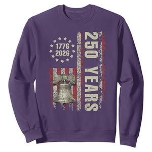 250th Anniversary USA Sweatshirt Patriotic Liberty Bell 1776 2026 American Flag TS14 Purple Print Your Wear