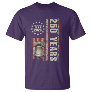 250th Anniversary USA T Shirt Patriotic Liberty Bell 1776 2026 American Flag TS14 Purple Print Your Wear