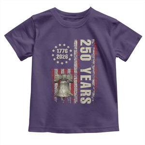 250th Anniversary USA Toddler T Shirt Patriotic Liberty Bell 1776 2026 American Flag TS14 Purple Print Your Wear