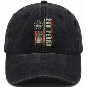 250th Anniversary USA Washed Cotton Baseball Cap Patriotic Liberty Bell 1776 2026 American Flag TS14 Print Your Wear