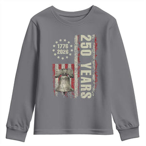 250th Anniversary USA Youth Sweatshirt Patriotic Liberty Bell 1776 2026 American Flag TS14 Charcoal Print Your Wear