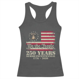 250th Anniversary USA Racerback Tank Top Patriotic Liberty Bell 1776 2026 Independence Day TS14 Dark Heather Print Your Wear