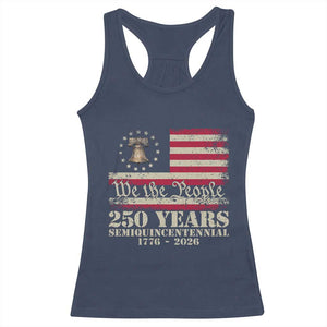 250th Anniversary USA Racerback Tank Top Patriotic Liberty Bell 1776 2026 Independence Day TS14 Navy Print Your Wear