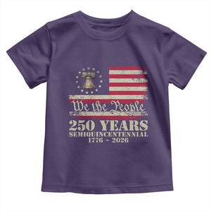 250th Anniversary USA Toddler T Shirt Patriotic Liberty Bell 1776 2026 Independence Day TS14 Purple Print Your Wear