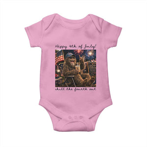 Funny Bigfoot 4th of July Baby Onesie Patriotic Sasquatch American Flag Party Festival TS14 Light Pink Print Your Wear