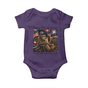 Funny Bigfoot 4th of July Baby Onesie Patriotic Sasquatch American Flag Party Festival TS14 Purple Print Your Wear