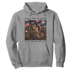 Funny Bigfoot 4th of July Hoodie Patriotic Sasquatch American Flag Party Festival TS14 Sport Gray Print Your Wear