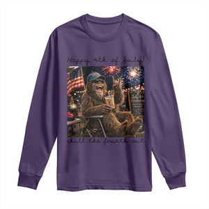 Funny Bigfoot 4th of July Long Sleeve Shirt Patriotic Sasquatch American Flag Party Festival TS14 Purple Print Your Wear