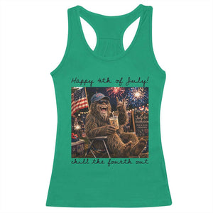 Funny Bigfoot 4th of July Racerback Tank Top Patriotic Sasquatch American Flag Party Festival TS14 Irish Green Print Your Wear
