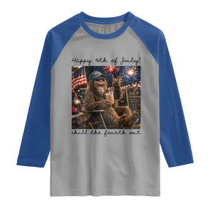 Funny Bigfoot 4th of July Raglan Shirt Patriotic Sasquatch American Flag Party Festival TS14 Sport Gray Royal Print Your Wear