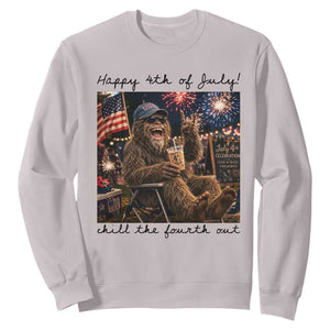 Funny Bigfoot 4th of July Sweatshirt Patriotic Sasquatch American Flag Party Festival TS14 Ice Gray Print Your Wear