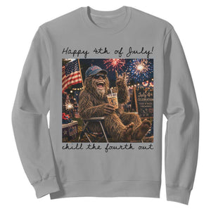 Funny Bigfoot 4th of July Sweatshirt Patriotic Sasquatch American Flag Party Festival TS14 Sport Gray Print Your Wear