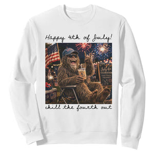 Funny Bigfoot 4th of July Sweatshirt Patriotic Sasquatch American Flag Party Festival TS14 White Print Your Wear