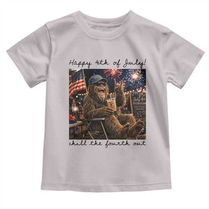 Funny Bigfoot 4th of July Toddler T Shirt Patriotic Sasquatch American Flag Party Festival TS14 Ice Gray Print Your Wear