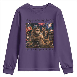 Funny Bigfoot 4th of July Youth Sweatshirt Patriotic Sasquatch American Flag Party Festival TS14 Purple Print Your Wear