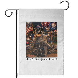 4th of July Raccoon Garden Flag Chill The Fourth Out TS14 White Print Your Wear