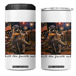 4th of July Raccoon 4 in 1 Can Cooler Tumbler Chill The Fourth Out TS14 One Size: 16 oz White Print Your Wear