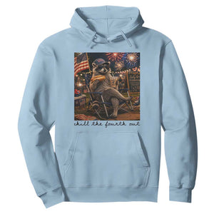 4th of July Raccoon Hoodie Chill The Fourth Out TS14 Light Blue Print Your Wear