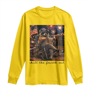 4th of July Raccoon Long Sleeve Shirt Chill The Fourth Out TS14 Daisy Print Your Wear
