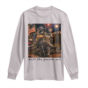 4th of July Raccoon Long Sleeve Shirt Chill The Fourth Out TS14 Ice Gray Print Your Wear