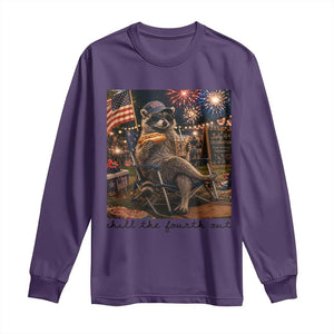 4th of July Raccoon Long Sleeve Shirt Chill The Fourth Out TS14 Purple Print Your Wear