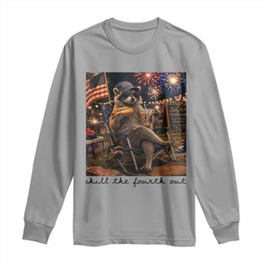 4th of July Raccoon Long Sleeve Shirt Chill The Fourth Out TS14 Sport Gray Print Your Wear