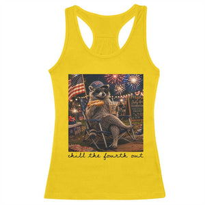 4th of July Raccoon Racerback Tank Top Chill The Fourth Out TS14 Daisy Print Your Wear