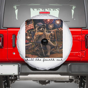 4th of July Raccoon Spare Tire Cover Chill The Fourth Out TS14 White Print Your Wear