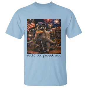 4th of July Raccoon T Shirt Chill The Fourth Out TS14 Light Blue Print Your Wear