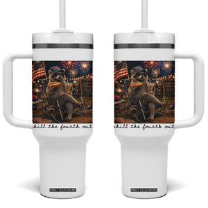 4th of July Raccoon Tumbler With Handle Chill The Fourth Out TS14 One Size: 40 oz White Print Your Wear