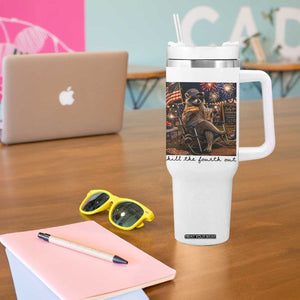 4th of July Raccoon Tumbler With Handle Chill The Fourth Out TS14 Print Your Wear