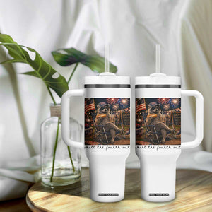4th of July Raccoon Tumbler With Handle Chill The Fourth Out TS14 Print Your Wear