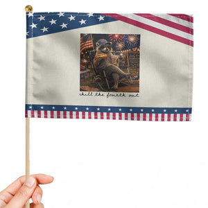 4th of July Raccoon Patriotic Handheld Flag Chill The Fourth Out TS14 Modern 8.2" × 5.5" Beige Blue Print Your Wear