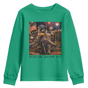 4th of July Raccoon Youth Sweatshirt Chill The Fourth Out TS14 Irish Green Print Your Wear