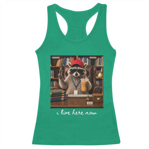 School Librarian Racerback Tank Top I Live Here Now Back to School