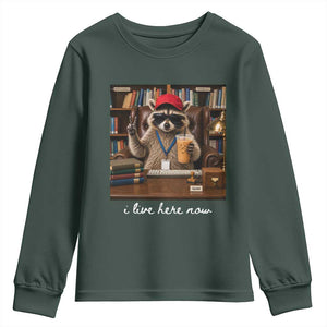 School Librarian Youth Sweatshirt I Live Here Now Back to School