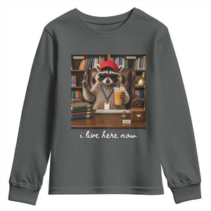 School Librarian Youth Sweatshirt I Live Here Now Back to School